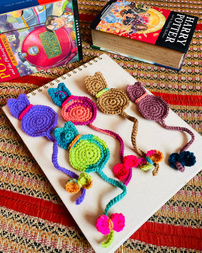 Hand-Crocheted Cat-themed Bookmarks