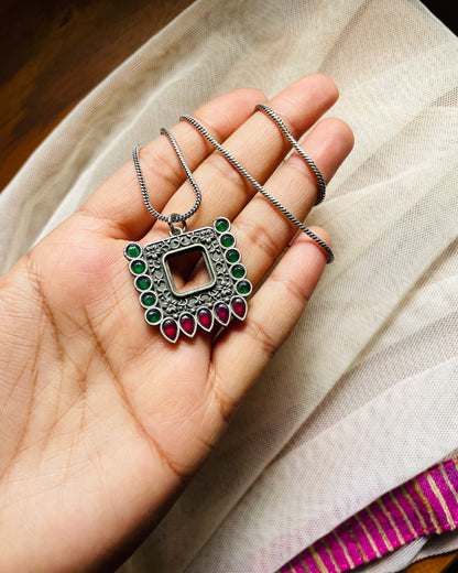 Twikara | Silver Plated Handcrafted Statement Pendant & Chain