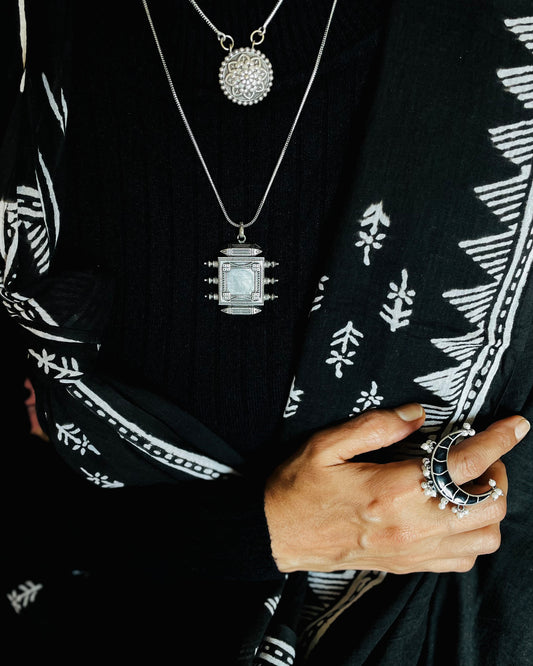 Teejh | Silver Plated Handcrafted Statement Pendant & Chain