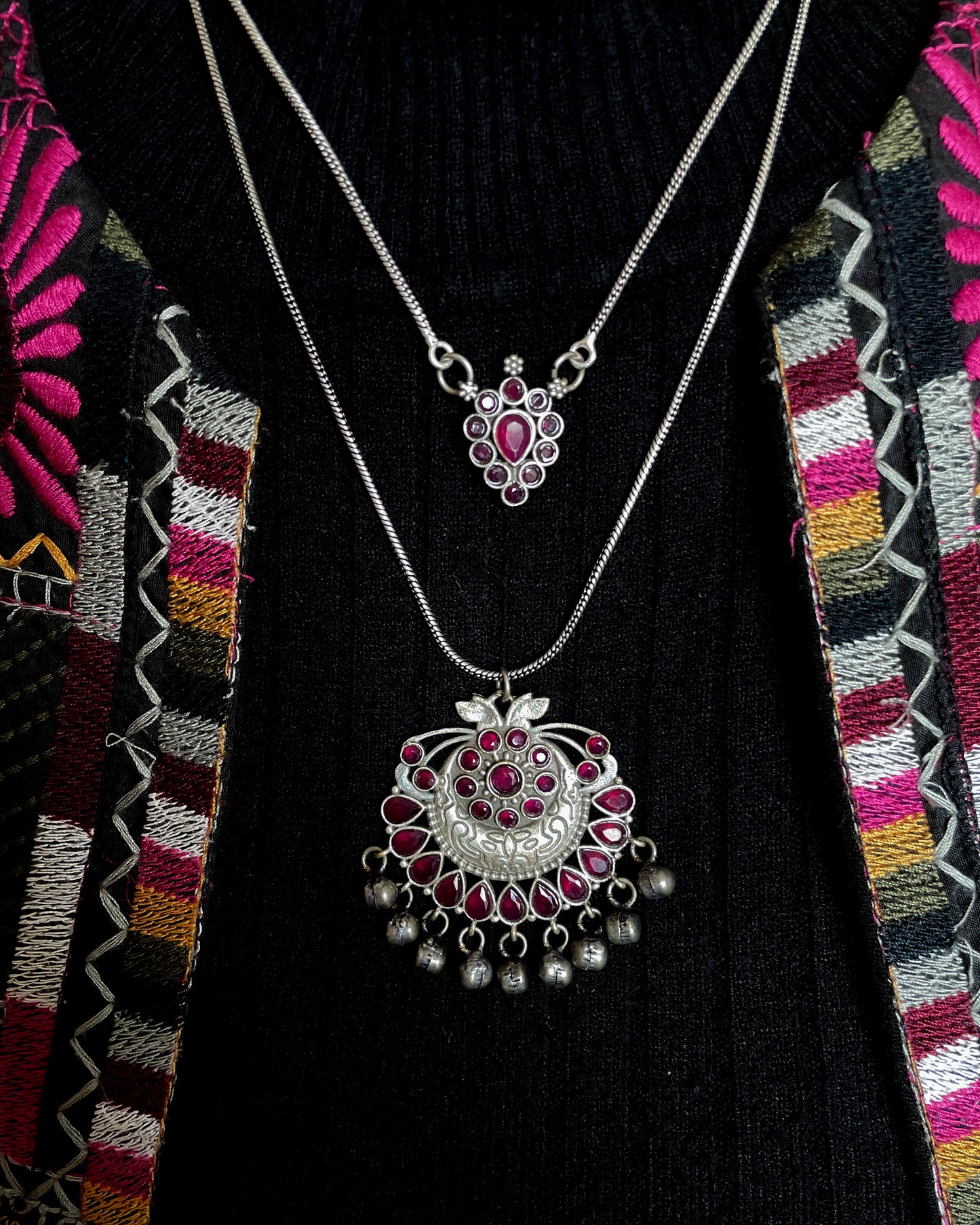Maaya | Silver Plated Handcrafted Statement Pendant & Chain