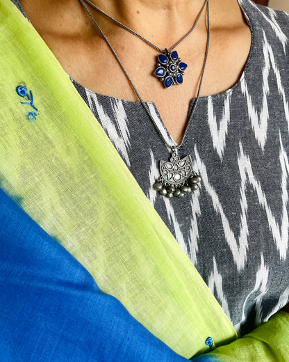 Tārānila | Silver Plated Handcrafted Statement Pendant & Chain