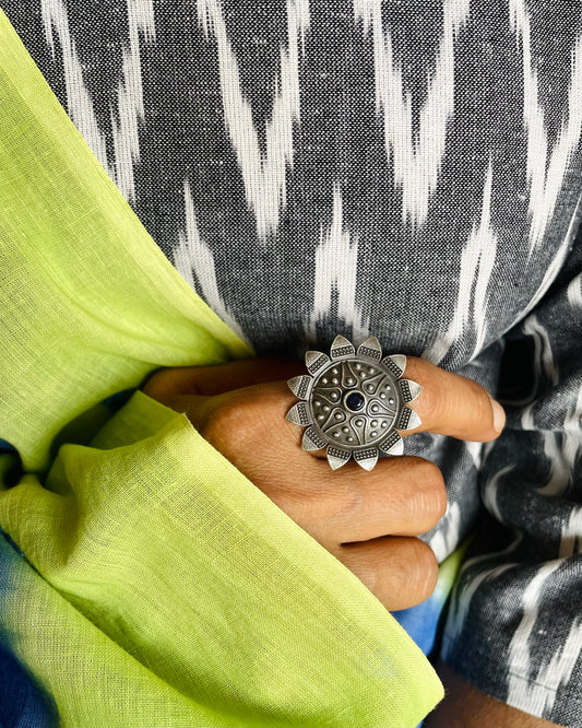 Dhruva | Silver Plated Oxidised Ring