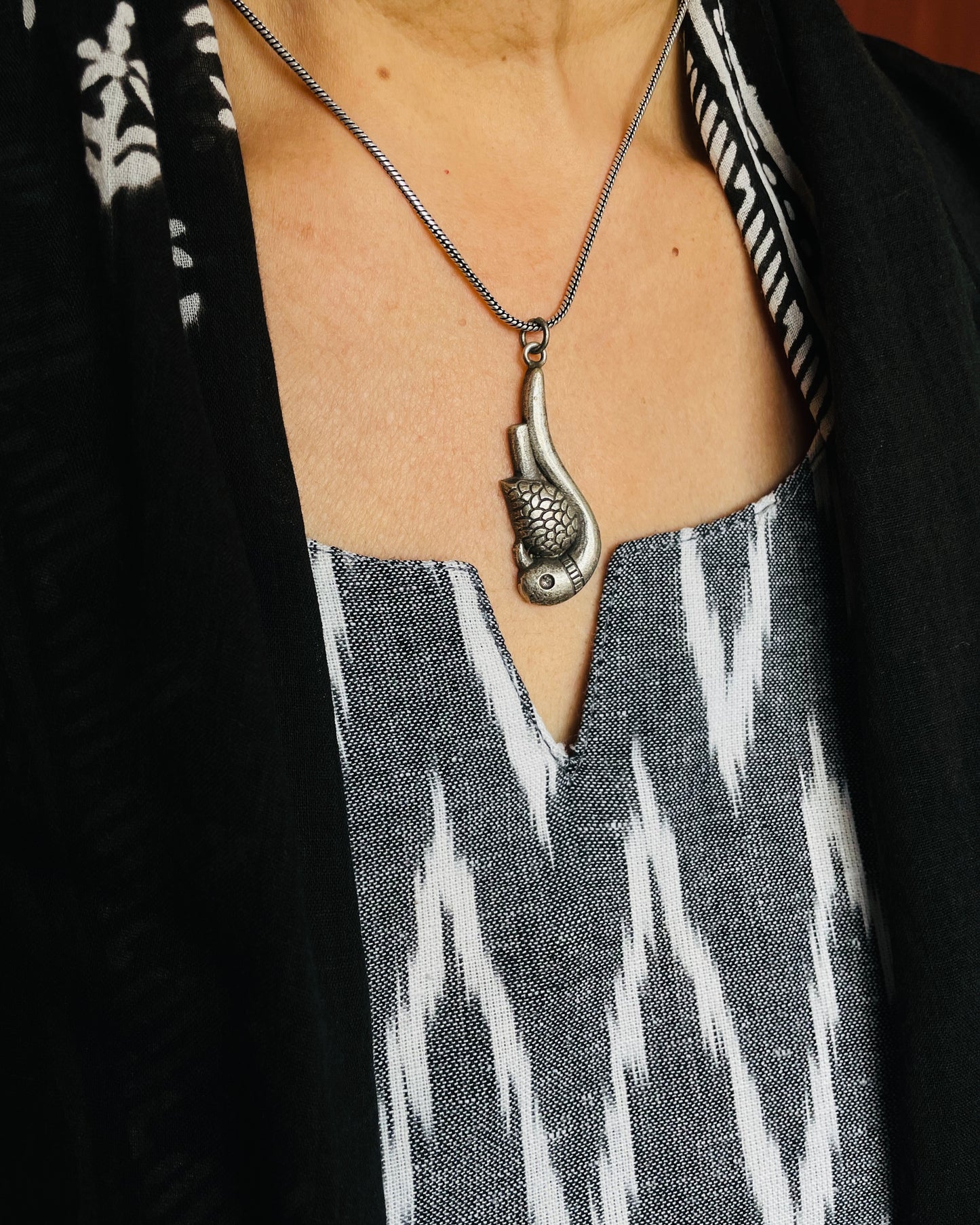 Mayukha | Silver Plated Handcrafted Statement Pendant & Chain