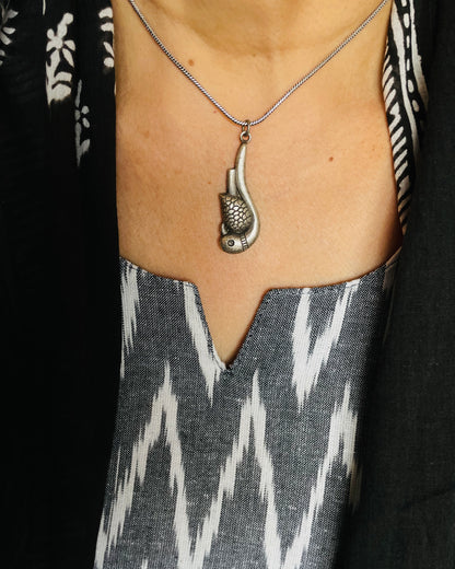 Mayukha | Silver Plated Handcrafted Statement Pendant & Chain