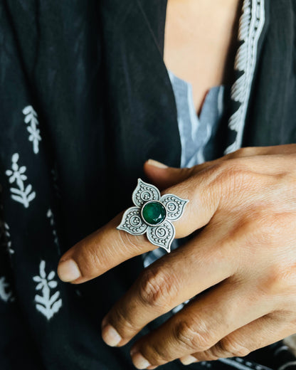 Ketaki | Silver Plated Oxidised Ring