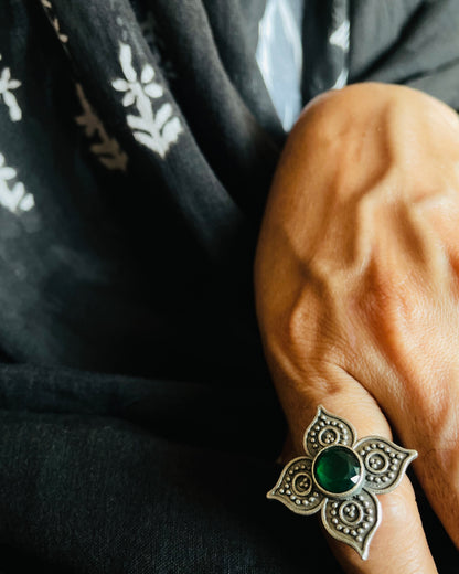 Ketaki | Silver Plated Oxidised Ring