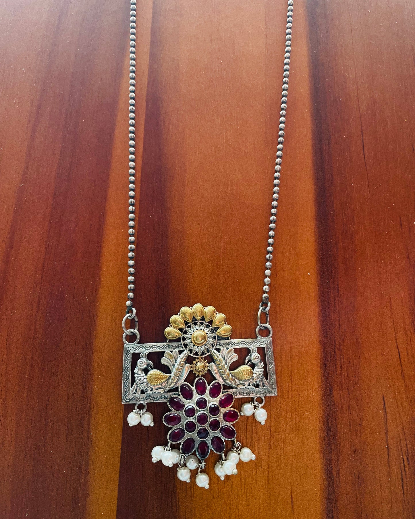 Nrityaakshi | Silver Plated Dual-Tone Fusion Handcrafted Statement Necklace