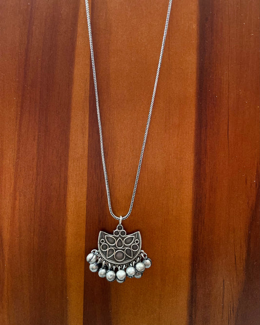 Ashmitra | Silver Plated Handcrafted Statement Pendant & Chain
