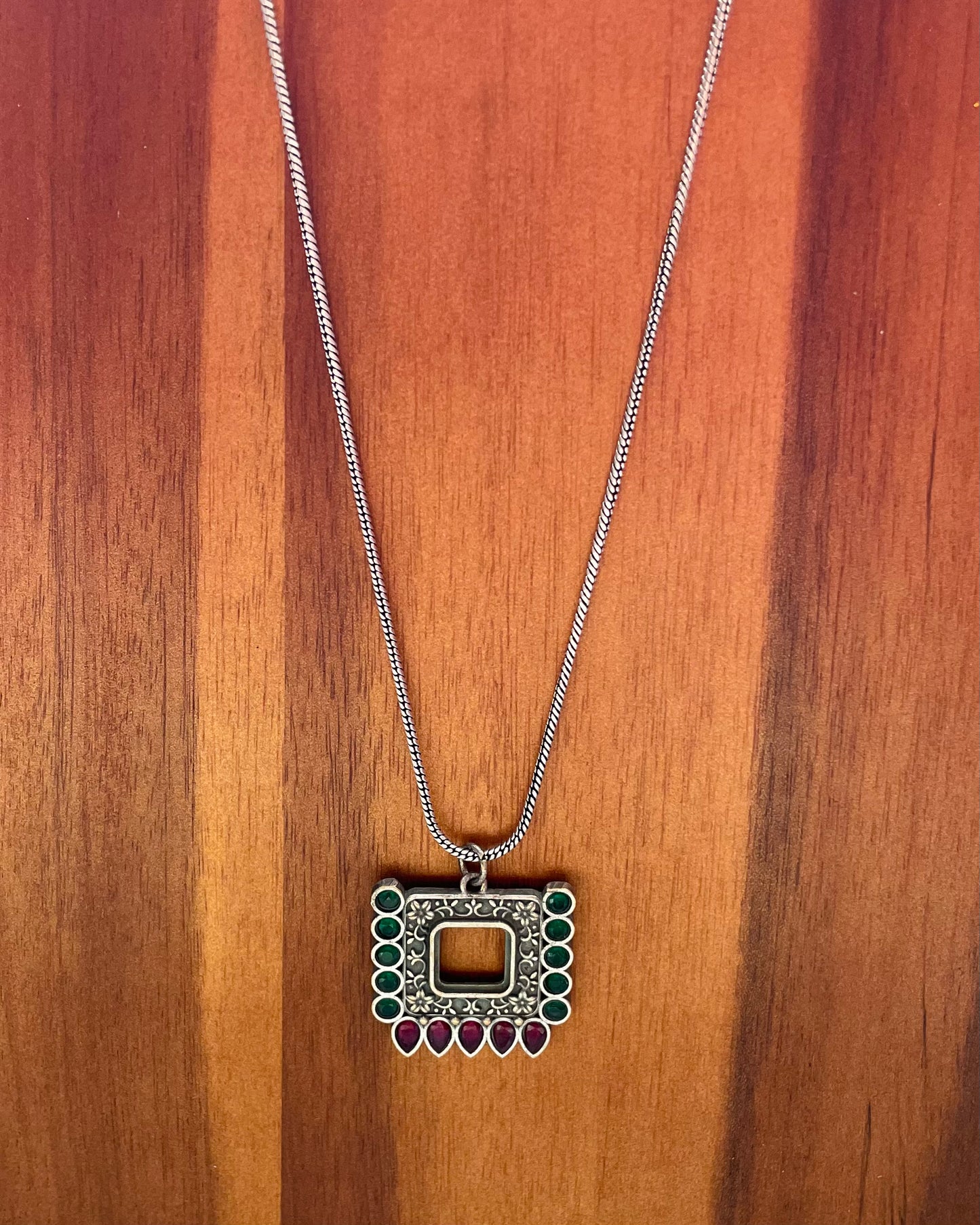 Twikara | Silver Plated Handcrafted Statement Pendant & Chain