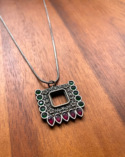 Twikara | Silver Plated Handcrafted Statement Pendant & Chain