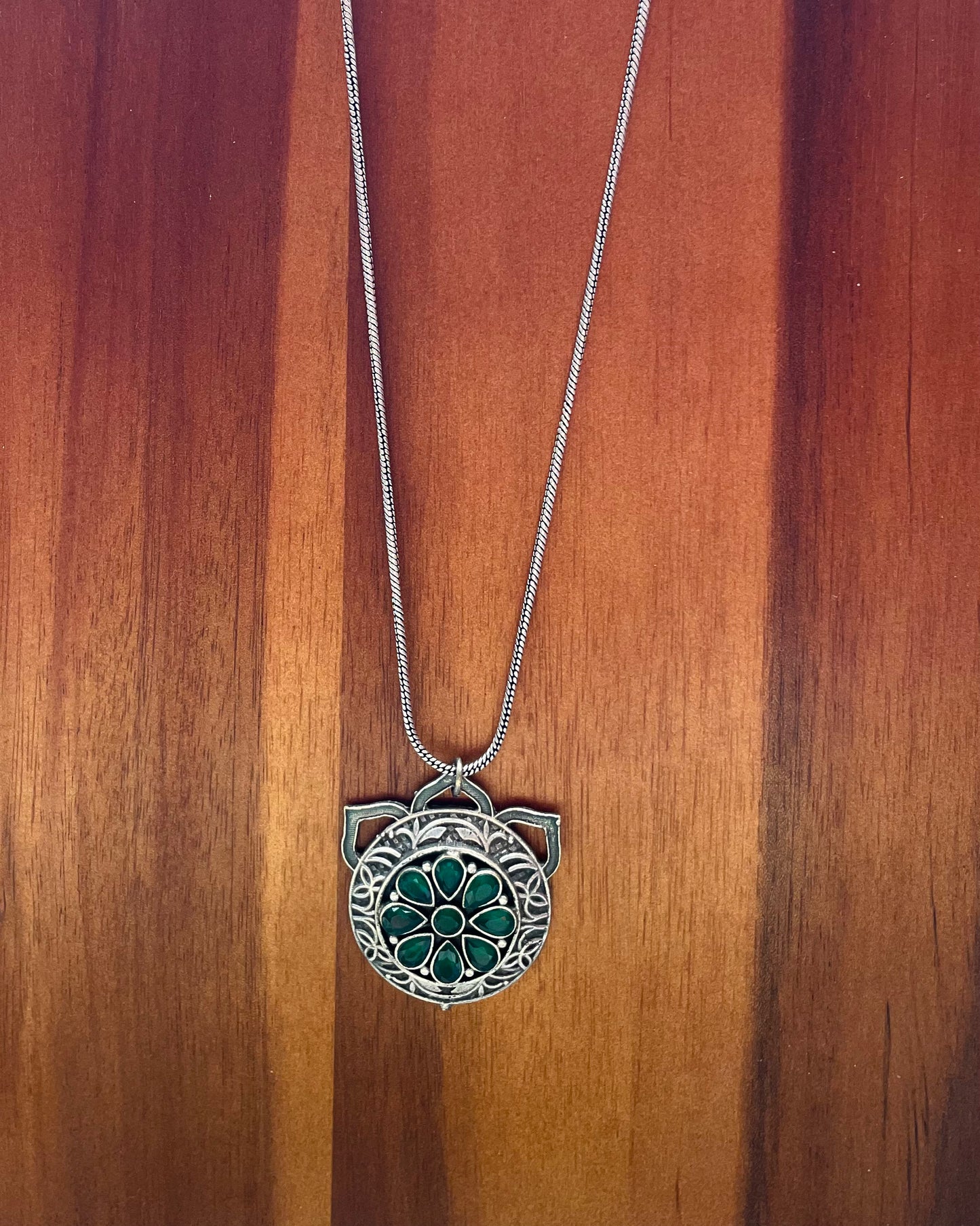 Dhwaj | Silver Plated Handcrafted Statement Pendant & Chain
