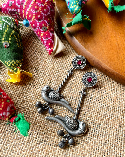 Raahi | Silver Plated Shrinkhala Statement Earrings