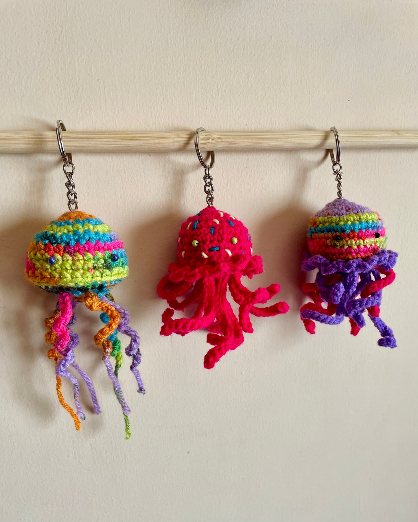 Hand-Crocheted Mini Sea-Creature Charm Keychains