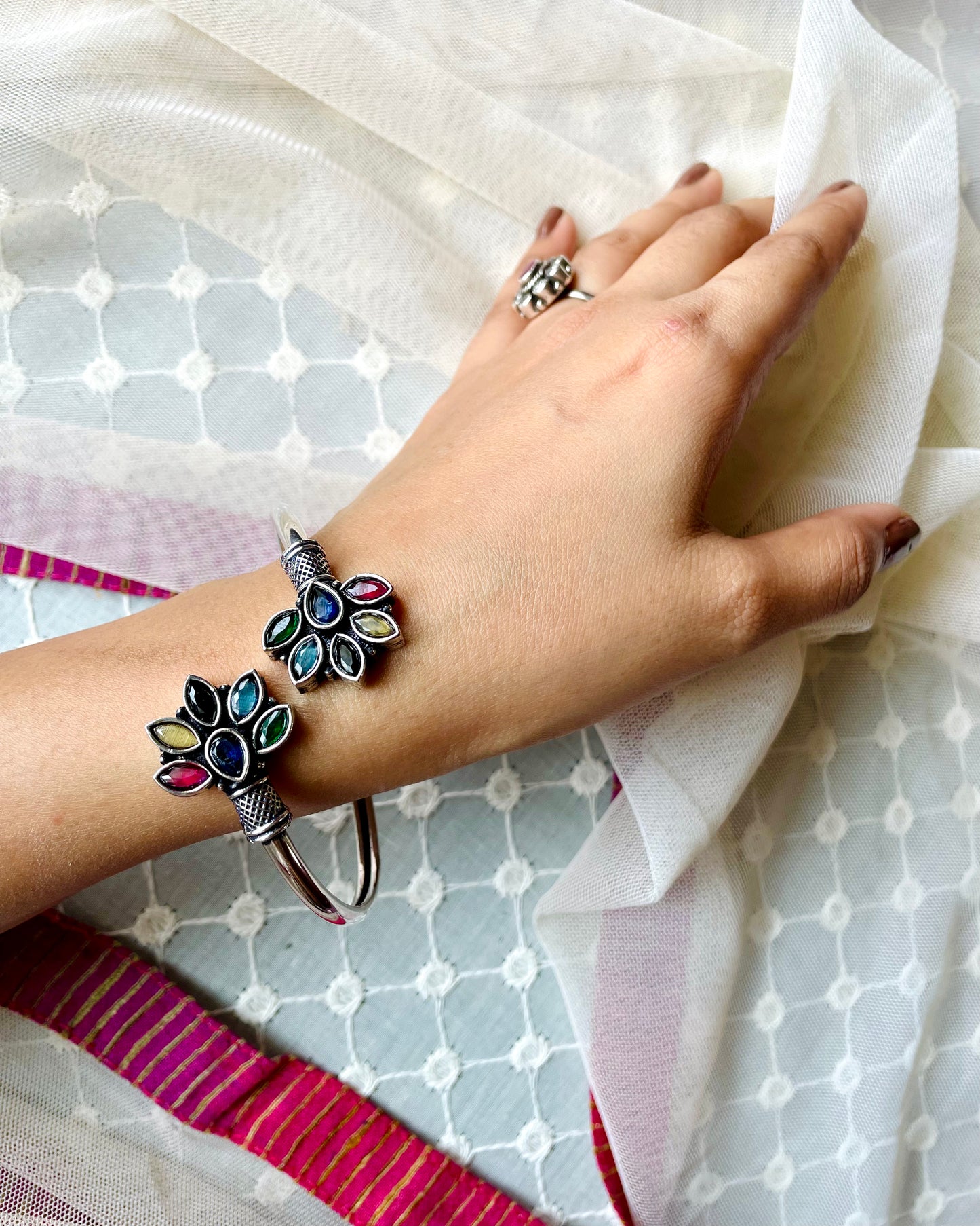 Amṛtā | Oxidised Artisanal Kada | Free Size