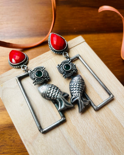 Matsya | Silver Plated Statement Earrings