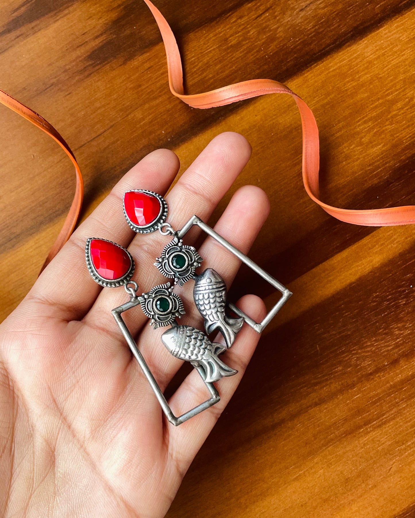 Matsya | Silver Plated Statement Earrings