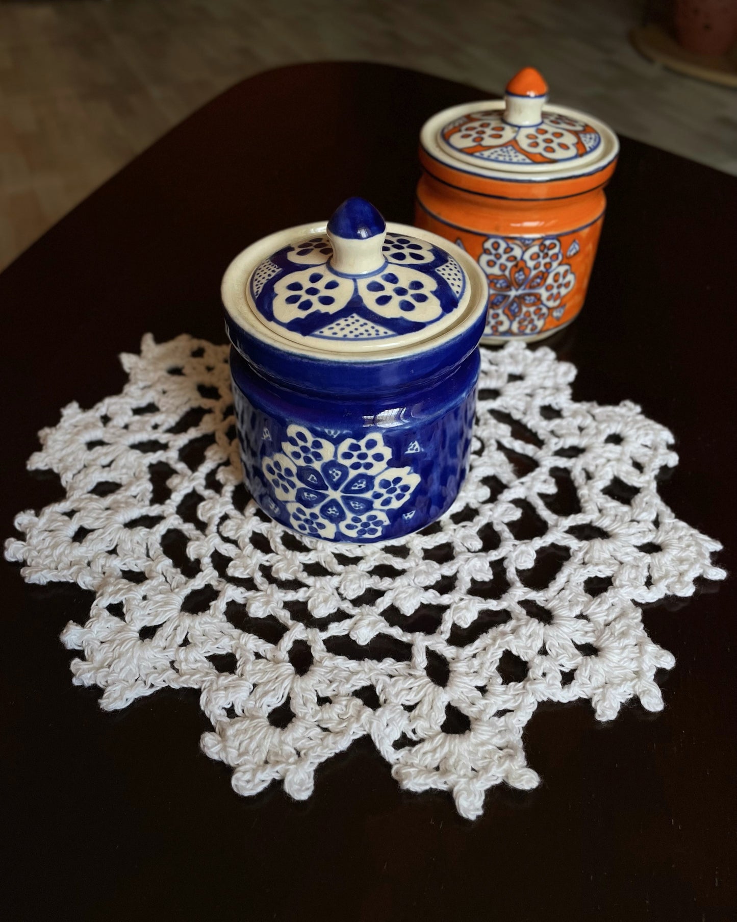 Pure White Esha Crochet Placement Mat