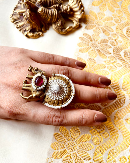 Airavata | Dual Tone Statement Ring | Antiques