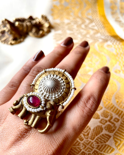Airavata | Dual Tone Statement Ring | Antiques