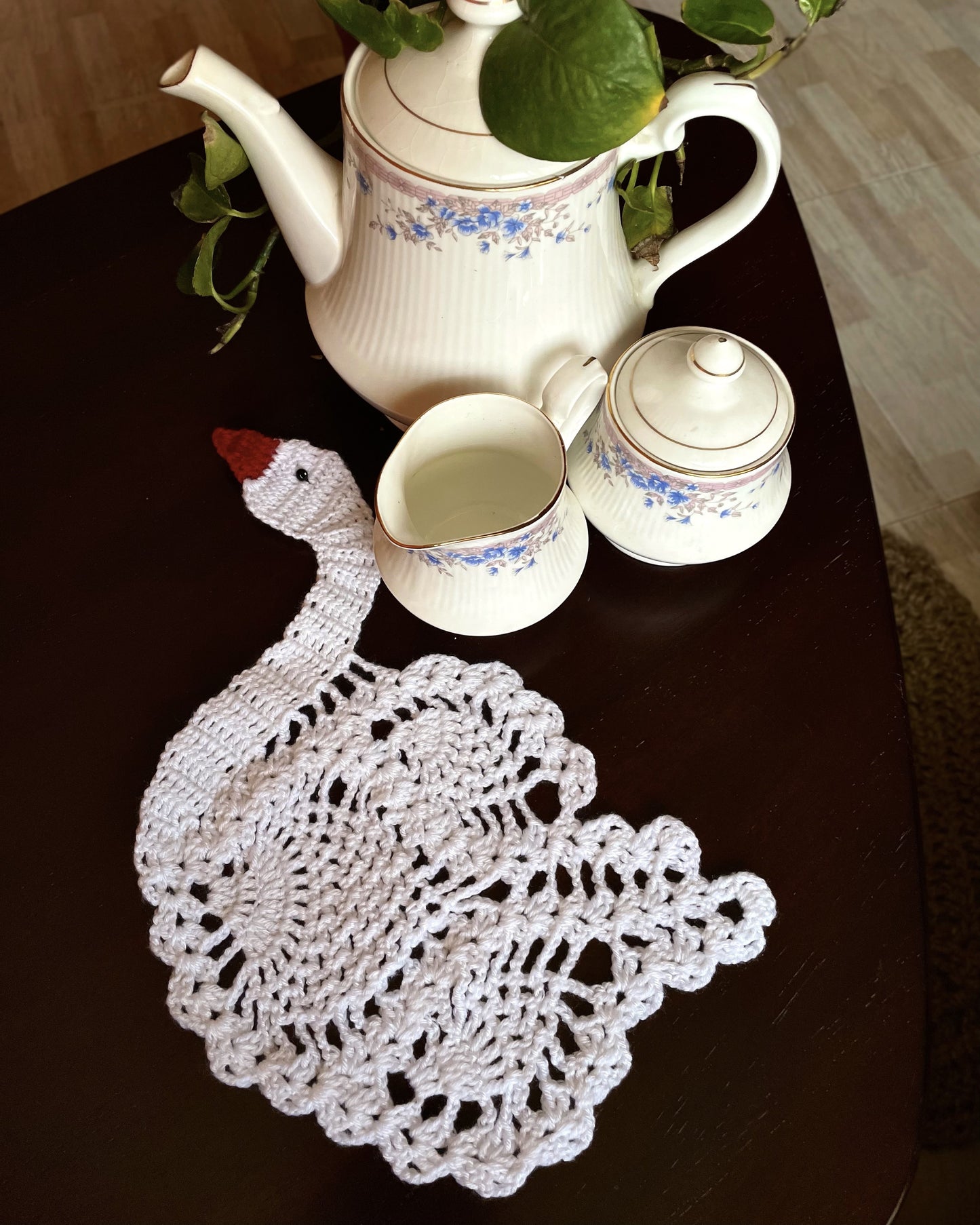 Pure White Hamsa Woolen Crochet Placement Mat
