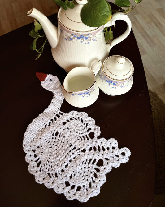 Pure White Hamsa Woolen Crochet Placement Mat