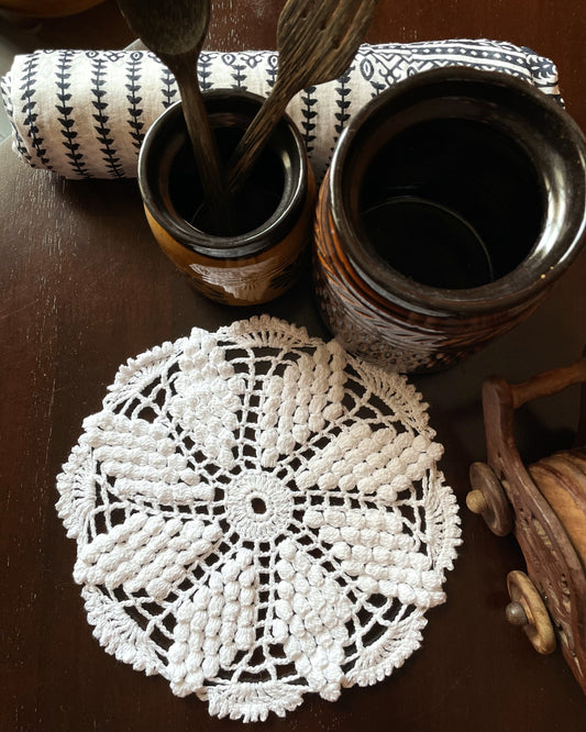 Pure White Sattva Crochet Placement Mat