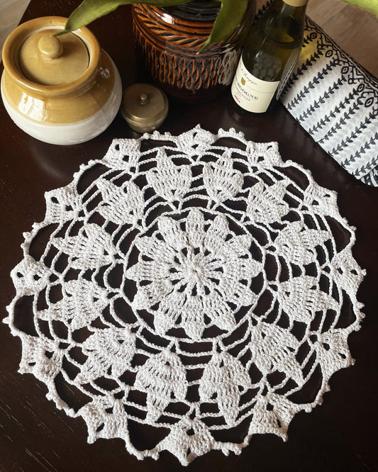 Pure White Taarang Woven Crochet Placement Mat