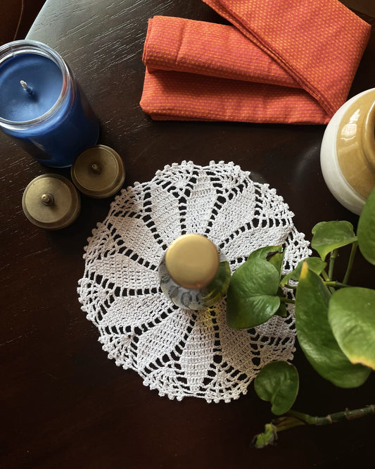 Pure White Mandala Crochet Placement Mat