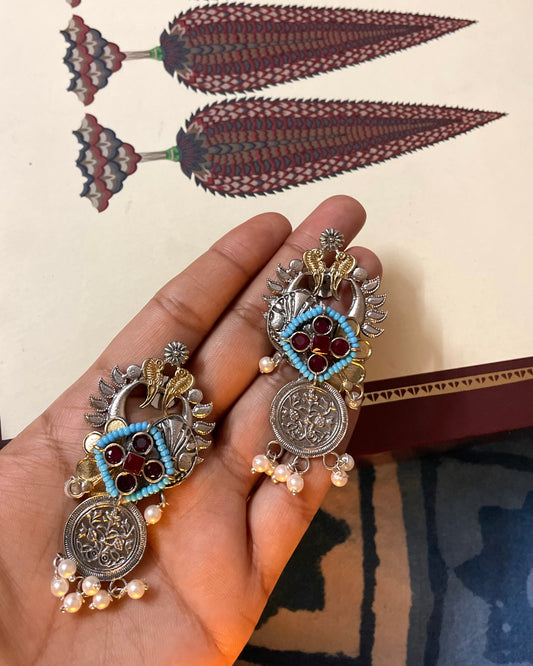 Rudra’s Claw | Silver Plated | Dual Tone Statement Earrings