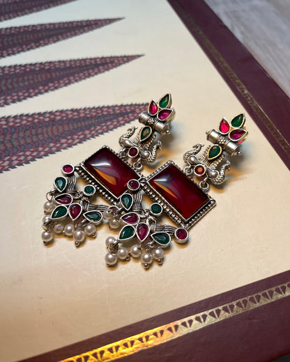 Hiranmayi | Silver Plated | Statement Earrings