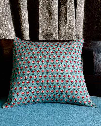 Oceanic Blossom | Pure Cotton Block Printed Cushion Covers | Set of 2