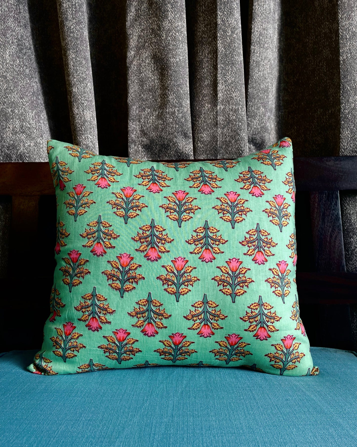 Rajputana Floral Charm | Pure Cotton Block Printed Cushion Covers | Set of 2
