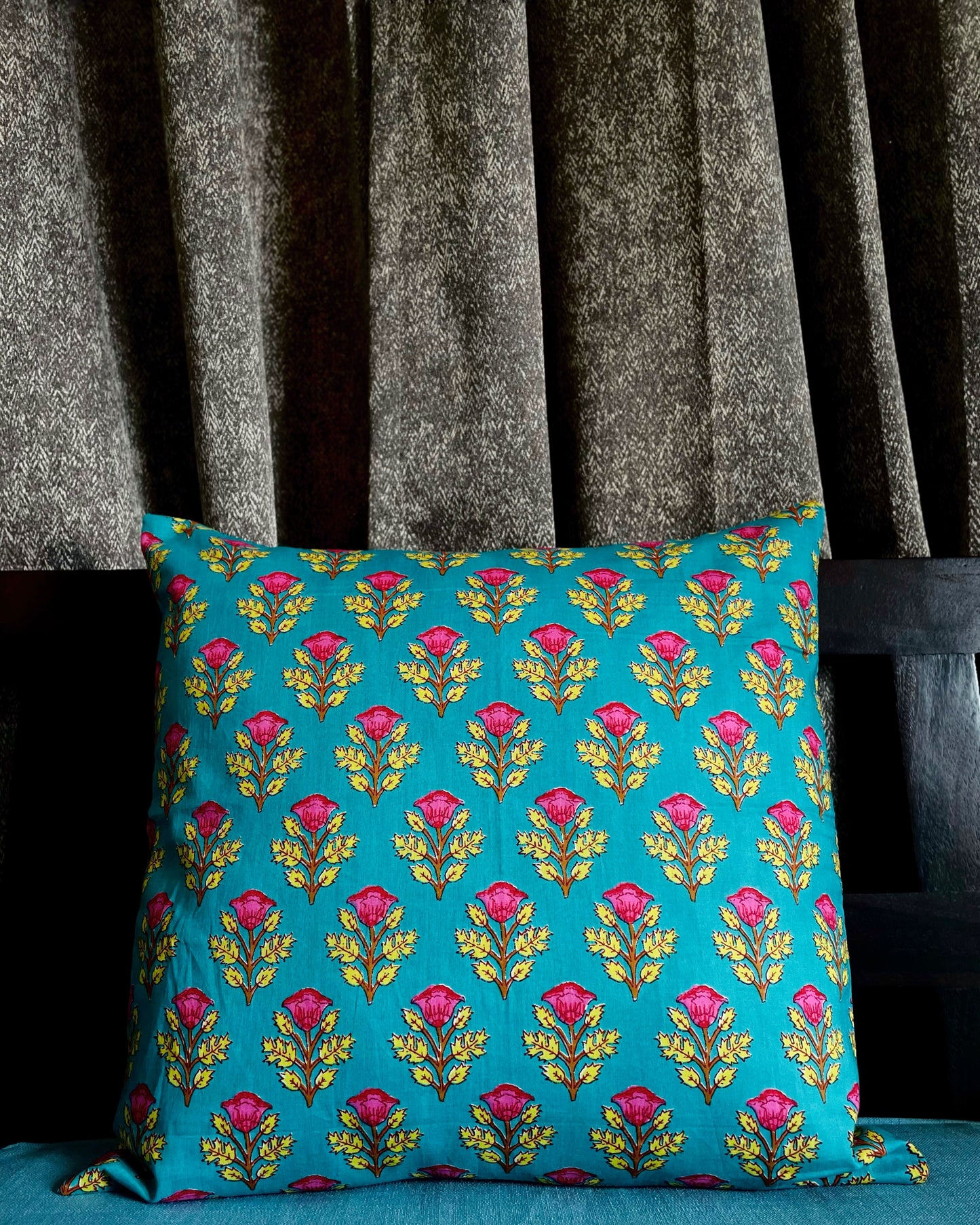Rajputana Floral Charm | Pure Cotton Block Printed Cushion Covers | Set of 2