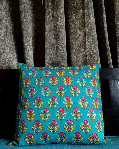 Rajputana Floral Charm | Pure Cotton Block Printed Cushion Covers | Set of 2