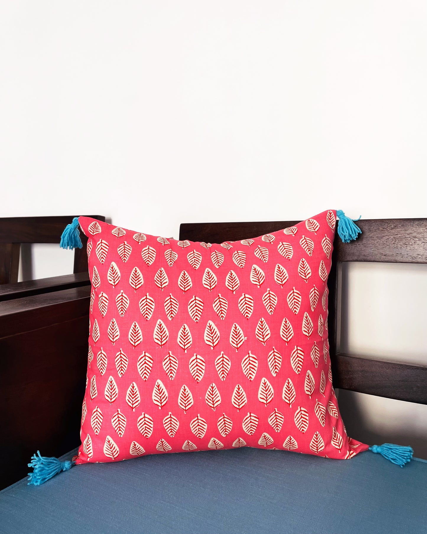 Pink Hues by the Sea | Pure Cotton Block Printed Cushion Covers | Set of 2