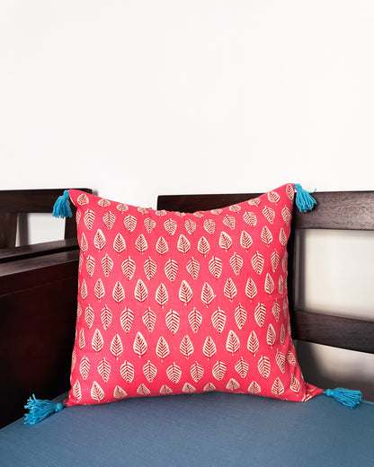 Pink Hues by the Sea | Pure Cotton Block Printed Cushion Covers | Set of 2