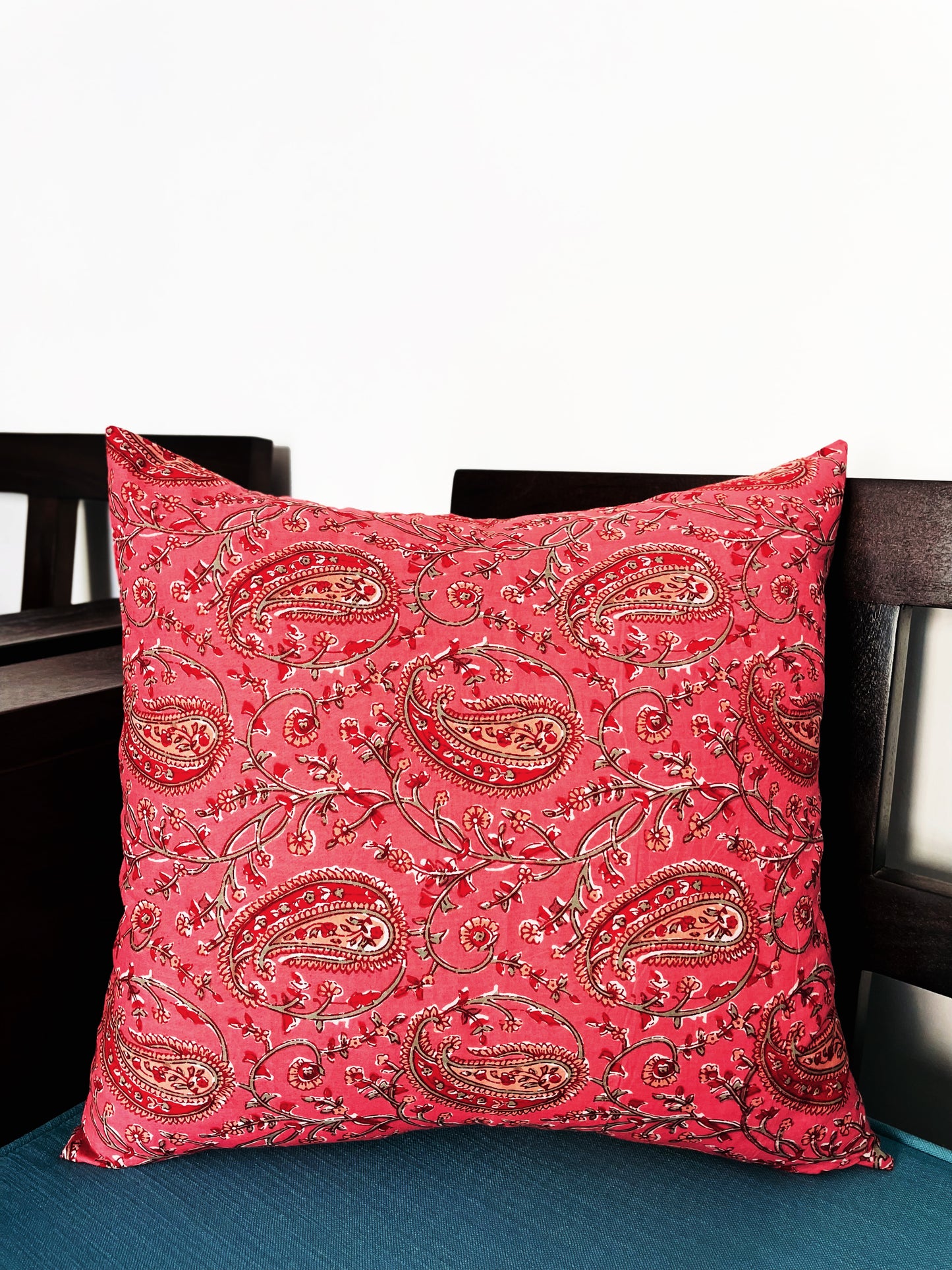 Seafoam Paisley Whispers | Pure Cotton Block Printed Cushion Covers Set of 2