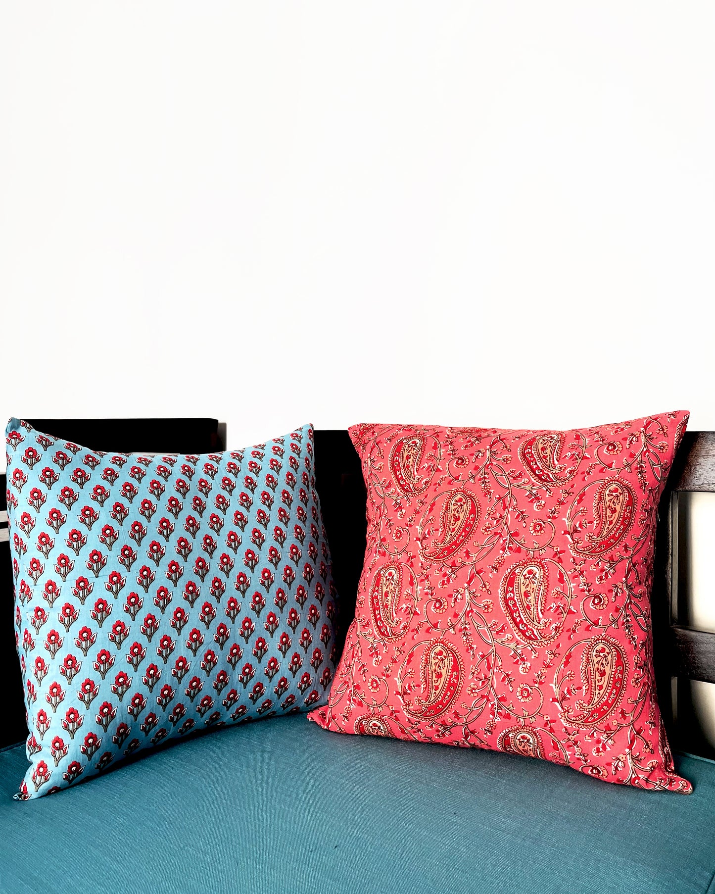 Paisley Mélange | Pure Cotton Block Printed Cushion Covers | Set of 2