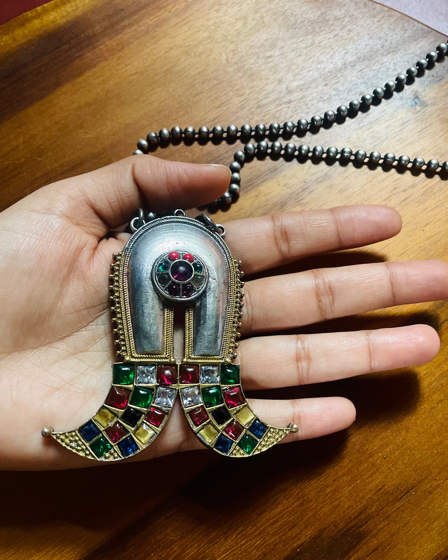 Navaratna Puli Nagam | Antique Dual-Tone Designer Haram Set