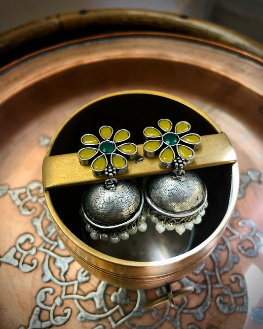 Haridrā Multicolour Stone Jhumkas