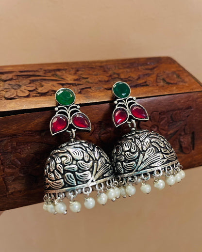 Taraka Multicolour Stone Jhumkas