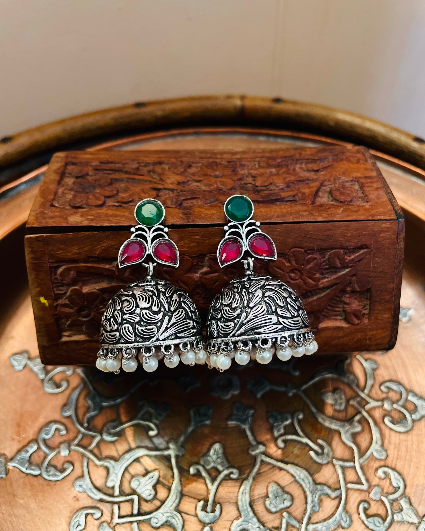 Taraka Multicolour Stone Jhumkas