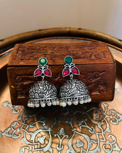 Taraka Multicolour Stone Jhumkas