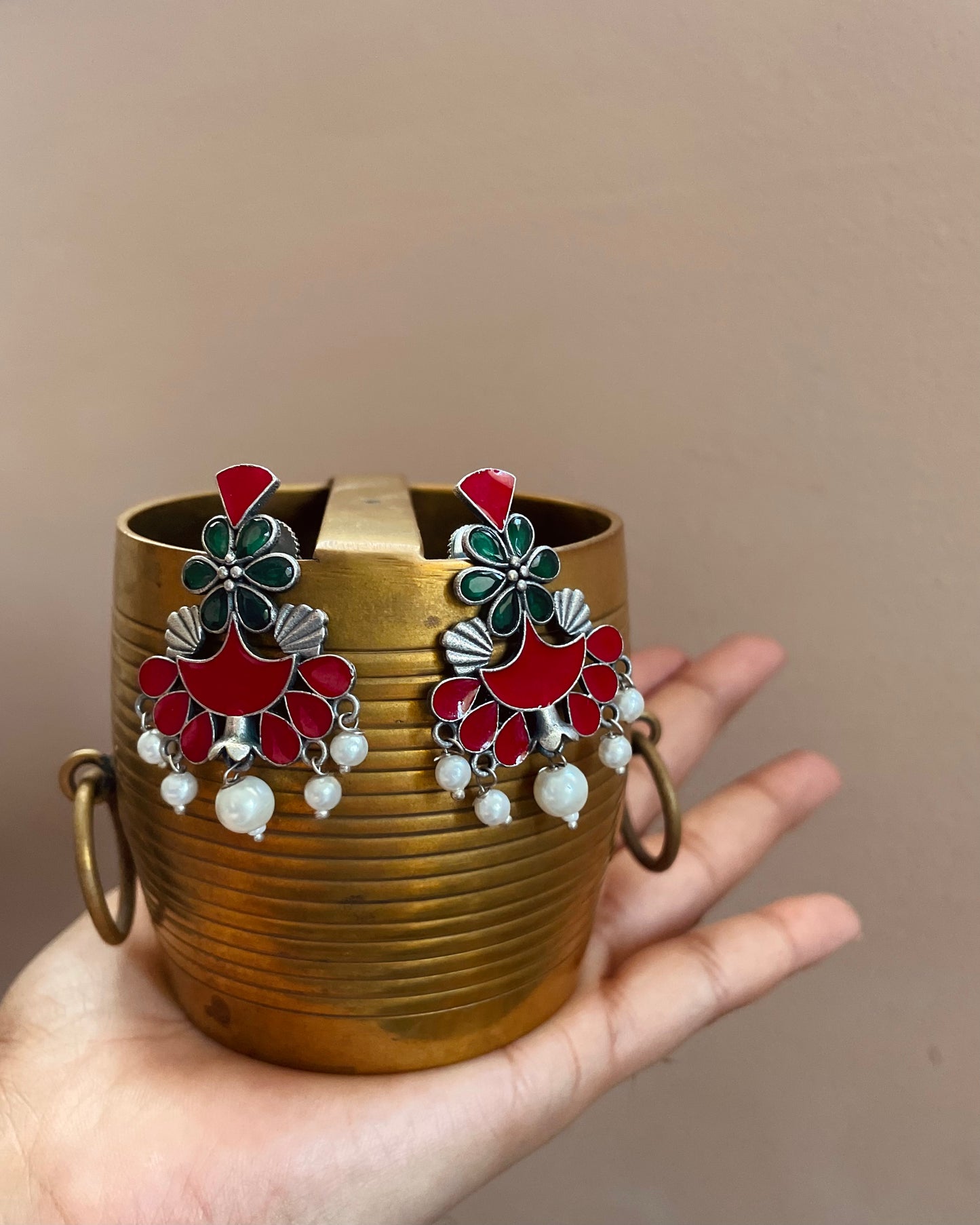 Varnamayi Meenakari Handpainted Studs