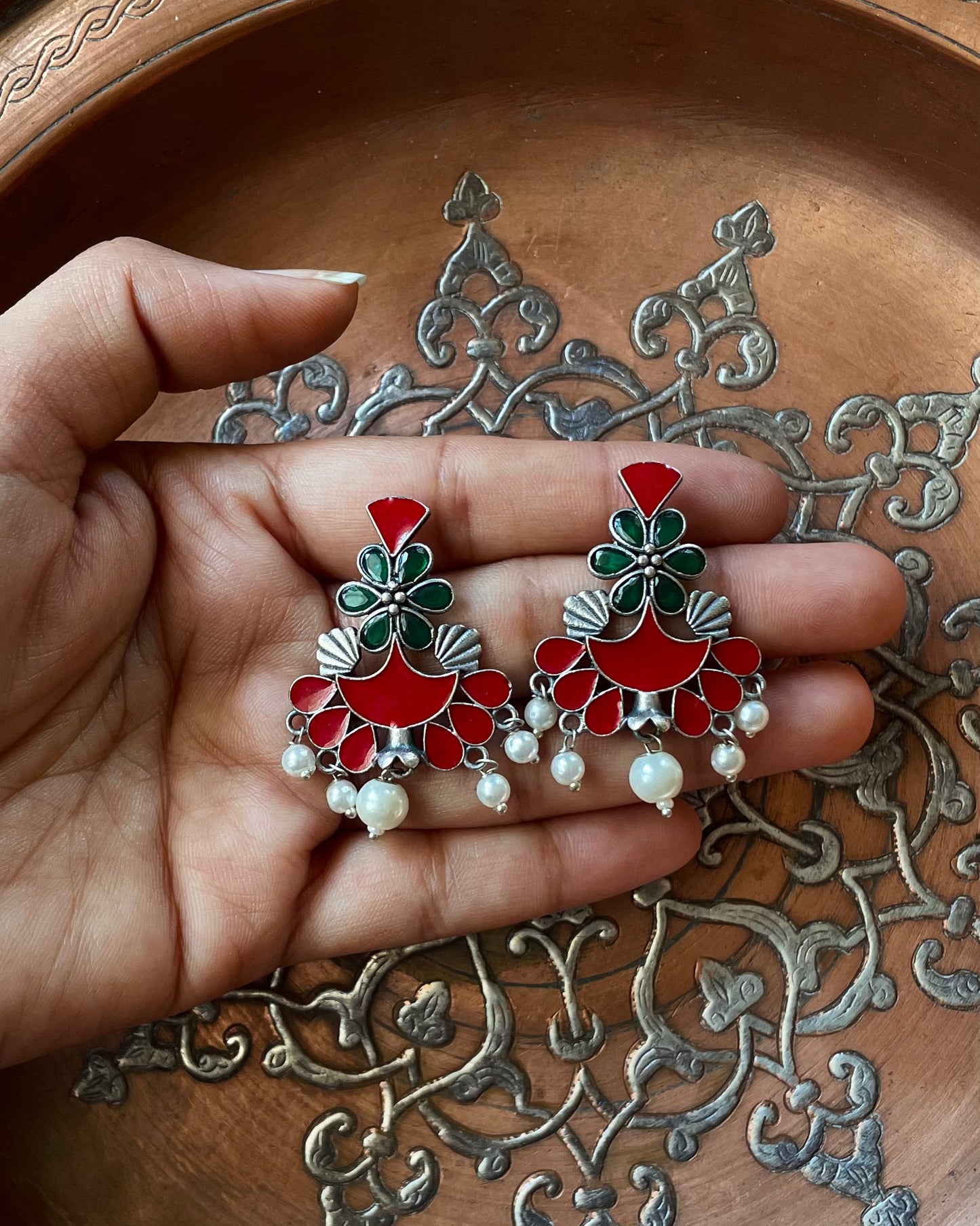 Varnamayi Meenakari Handpainted Studs