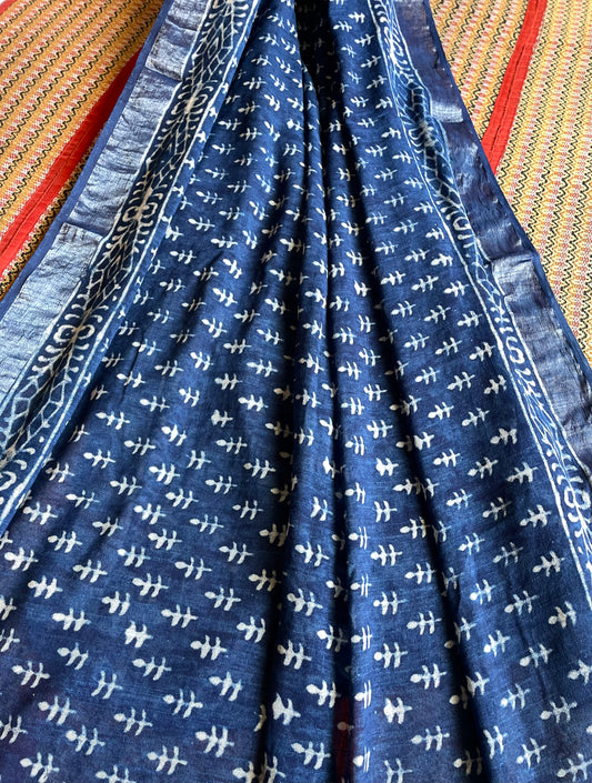DHWANI | Pure Hand-block Printed Linen Saree