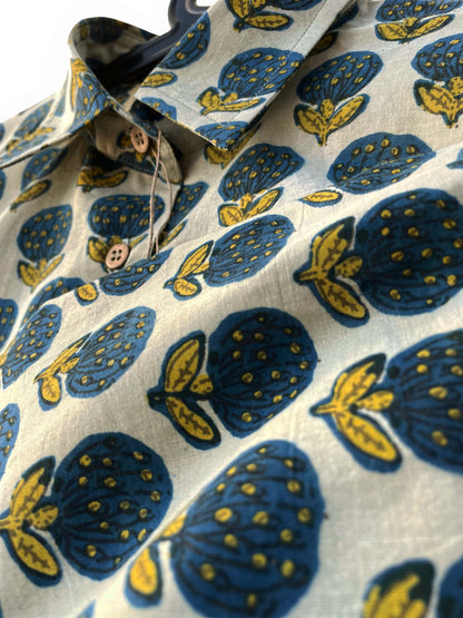 Globe Thistle Inspired Floral Cropped Shirt - Free Size
