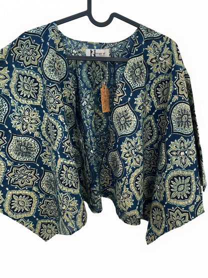 Krtvi Ajrakh Free Size Short Cape