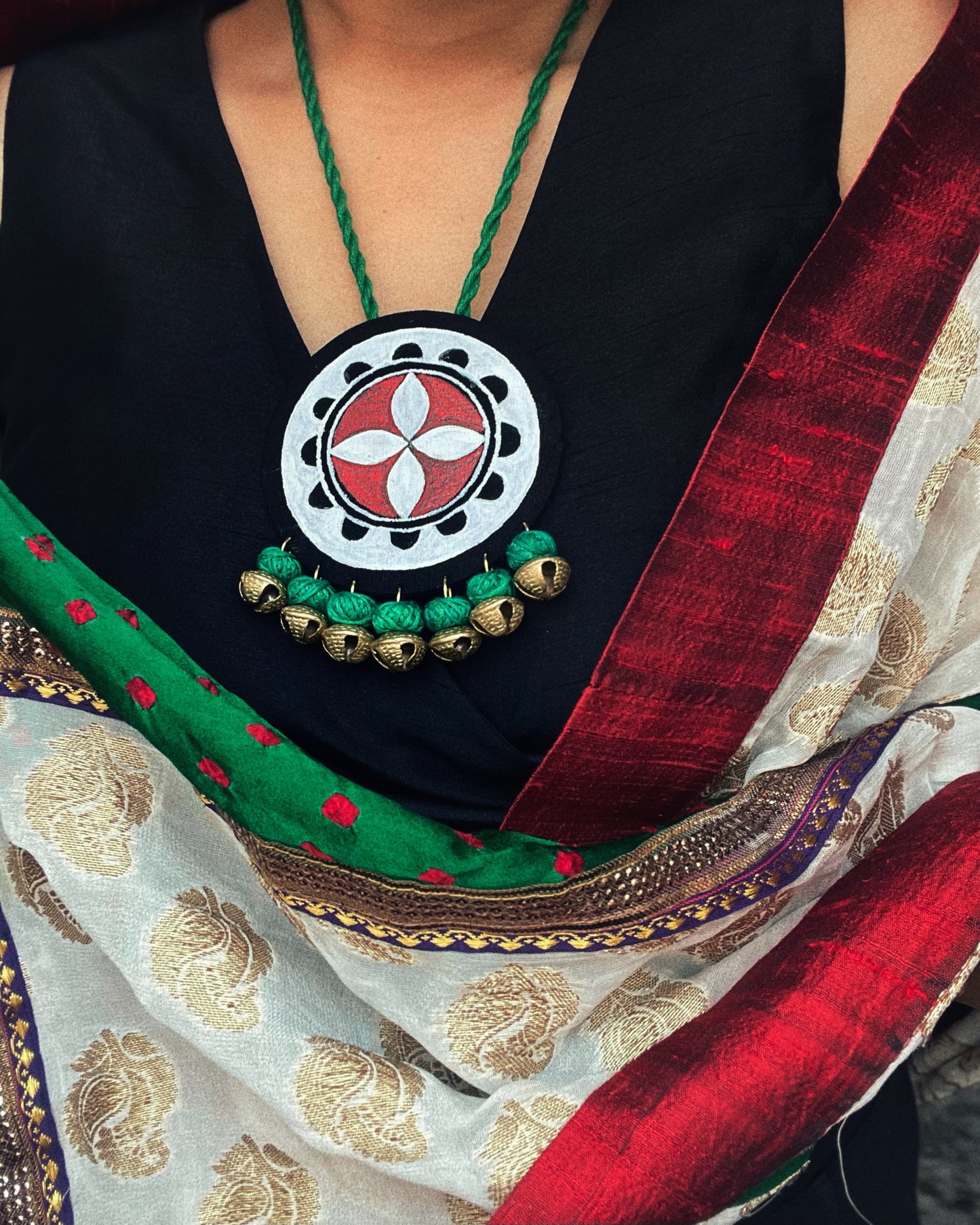 Theyyam Series |Yajna Mandala | Handcrafted Statement Set - Green
