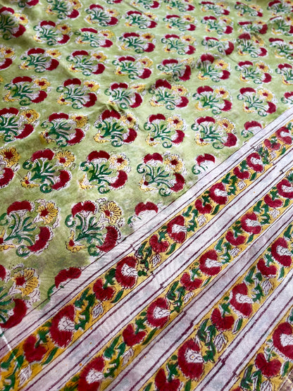 VRIKSHA | Pure Hand-block Printed Chanderi Silk Saree